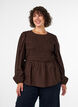 Blus med smock och l&aring;nga &auml;rmar, Brun, Model image number 0