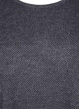 Melange blus med rund hälsning och långa ärmar, Dark Grey, Packshot image number 2