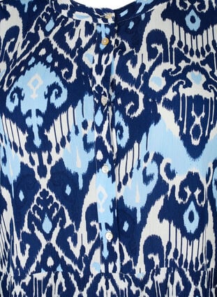 Kortärmad viskosklänning med tryck, Blue Ethnic AOP, Packshot image number 2