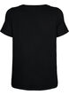 Ribbad t-shirt i viskos, Black, Packshot image number 1