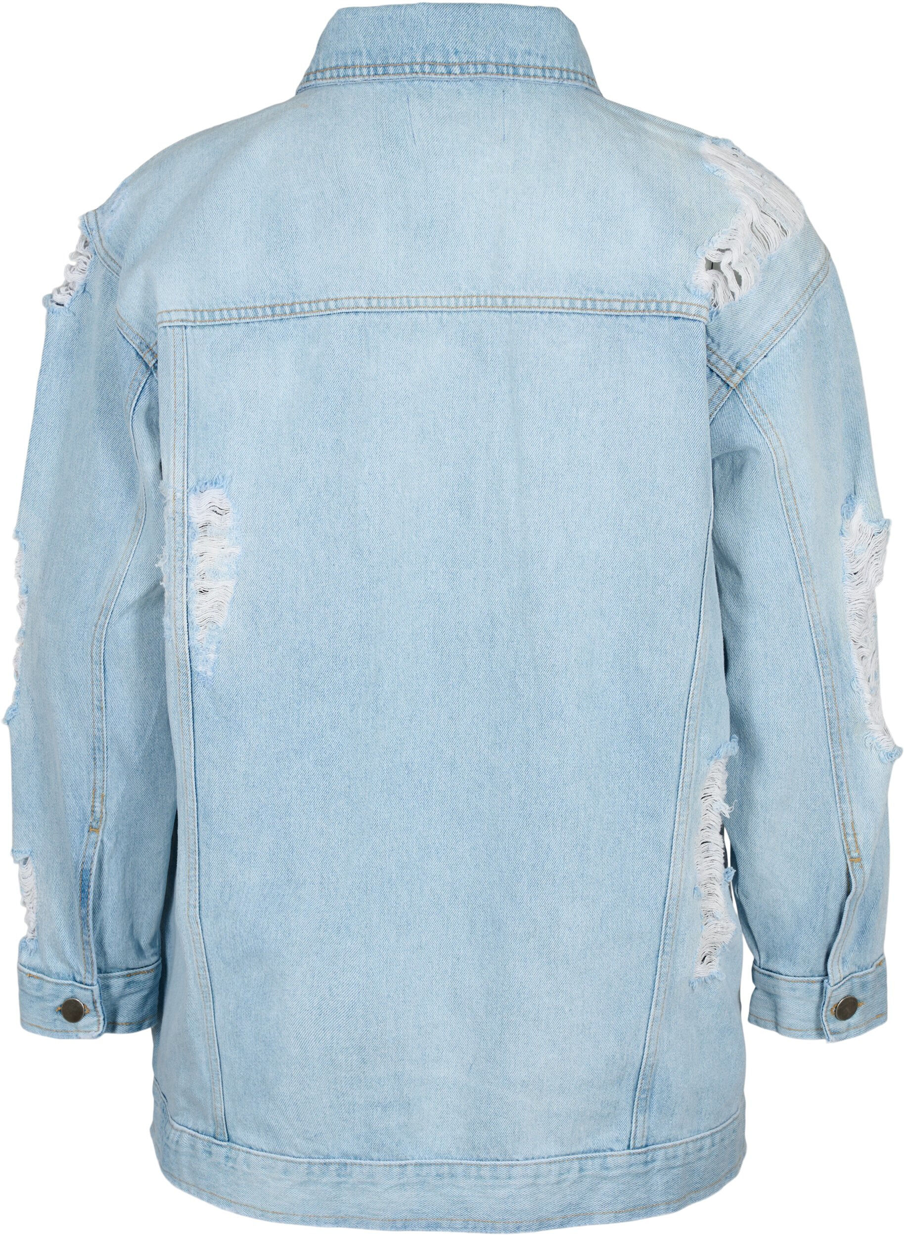 ZizziL&ouml;st sittande jeansjacka med slitdetaljer, Light blue denim, Packshot image number 1