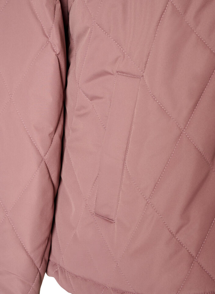 L&auml;tt vadderad jacka med diamantquilt, Rosa, Packshot image number 3