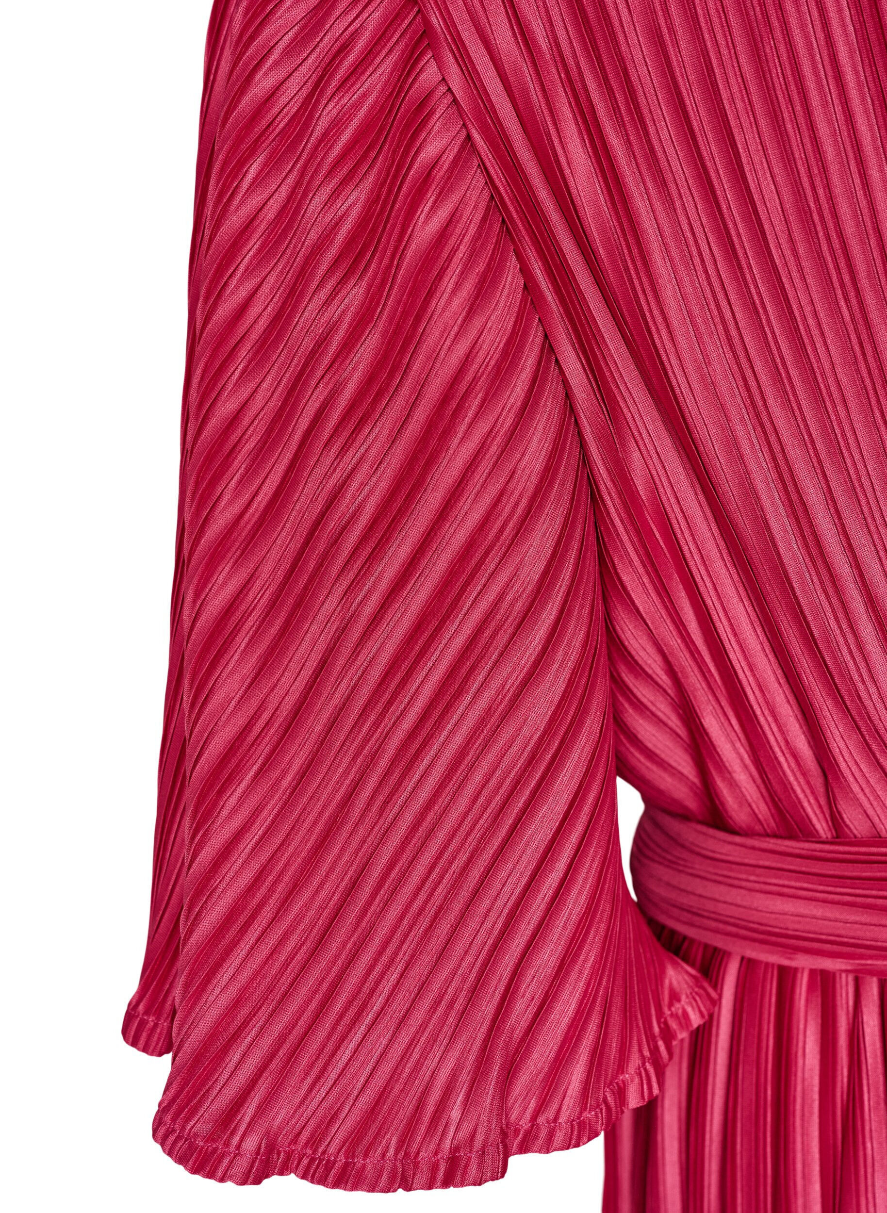 ZizziPlisserad midikl&auml;nning med fladdermus&auml;rmar, Rosa, Packshot image number 3