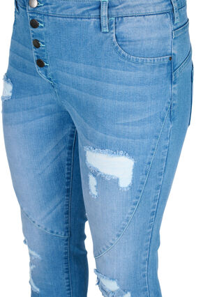 Slim fit Emily jeans med slitningar, Light blue, Packshot image number 2