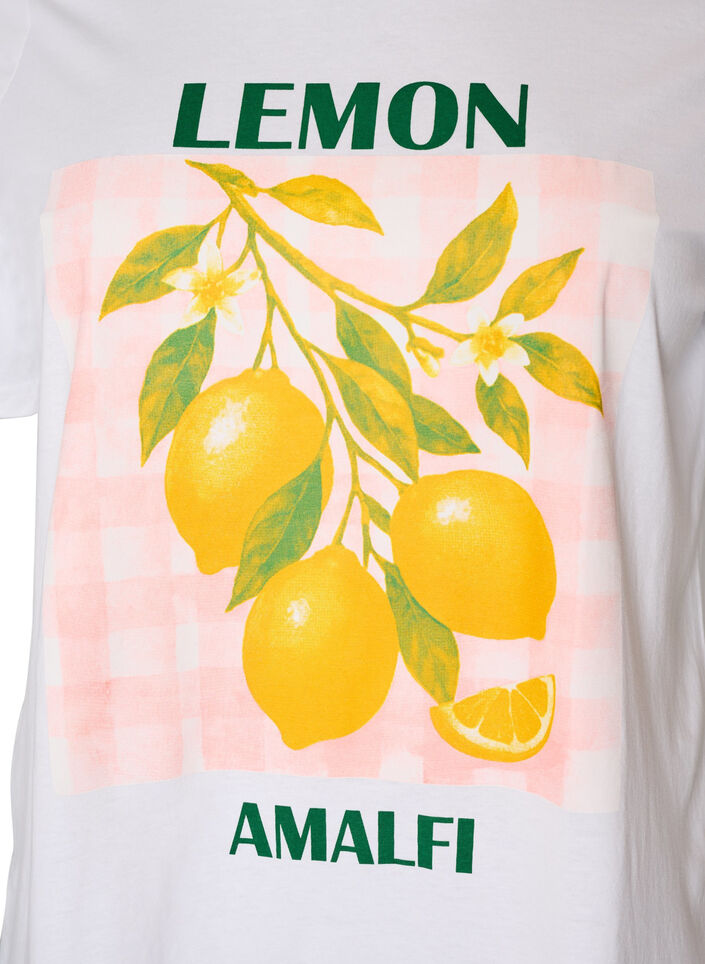 T-shirt i bomull med tryck, Vit, Packshot image number 2
