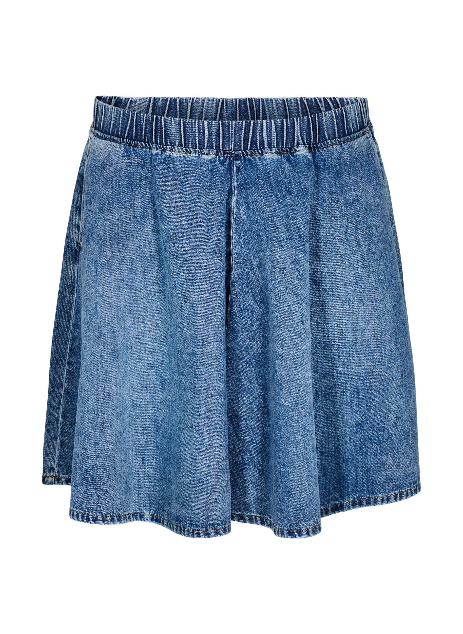 ZizziKort jeanskjol, Bl&aring;, Packshot image number 0