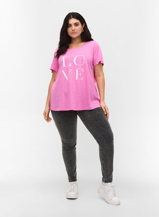 T-shirt i bomull med tryck, Cyclamen LOVE, Model image number 2