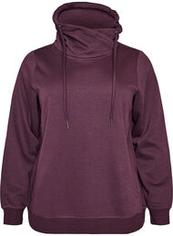 Sweatshirt med h&ouml;g krage och fickor, Lila