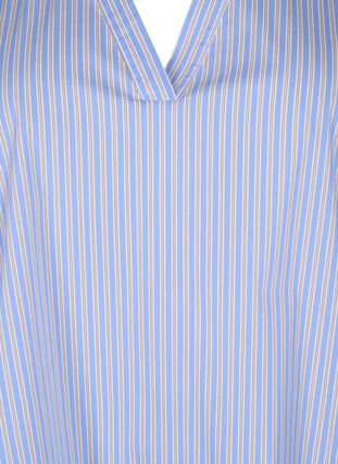 Randig blus med peplum och volangdetaljer, Blue Stripe, Packshot image number 2