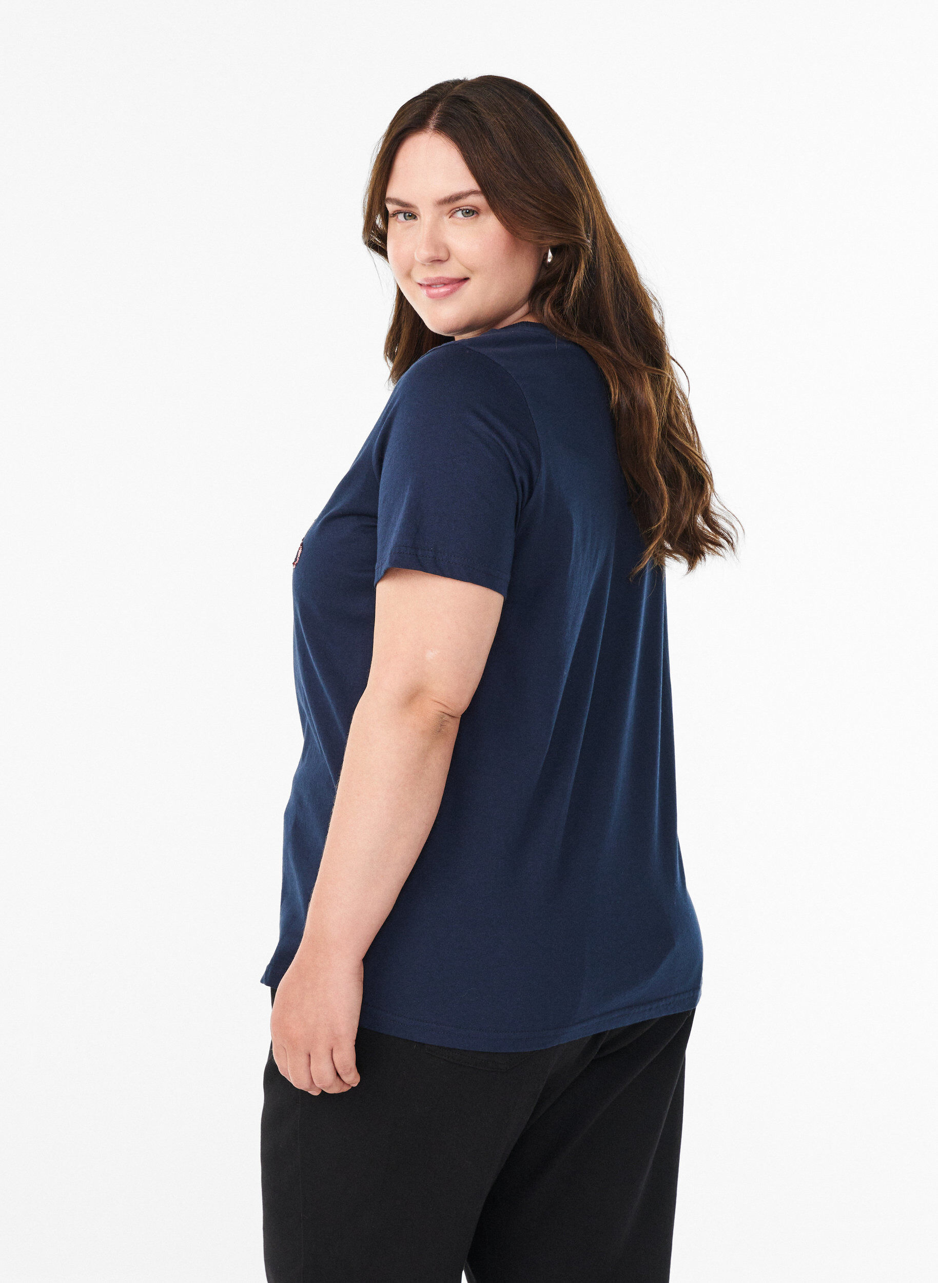 ZizziJul-t-shirt i ekologisk bomull, Bl&aring;, Model image number 2