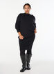 Kort stickad kjol med bred linning, Svart, Model image number 0