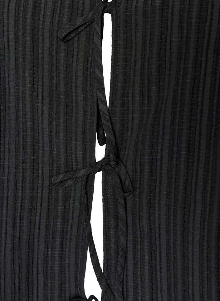 &Auml;rml&ouml;s blus med struktur och knytning, Svart, Packshot image number 2