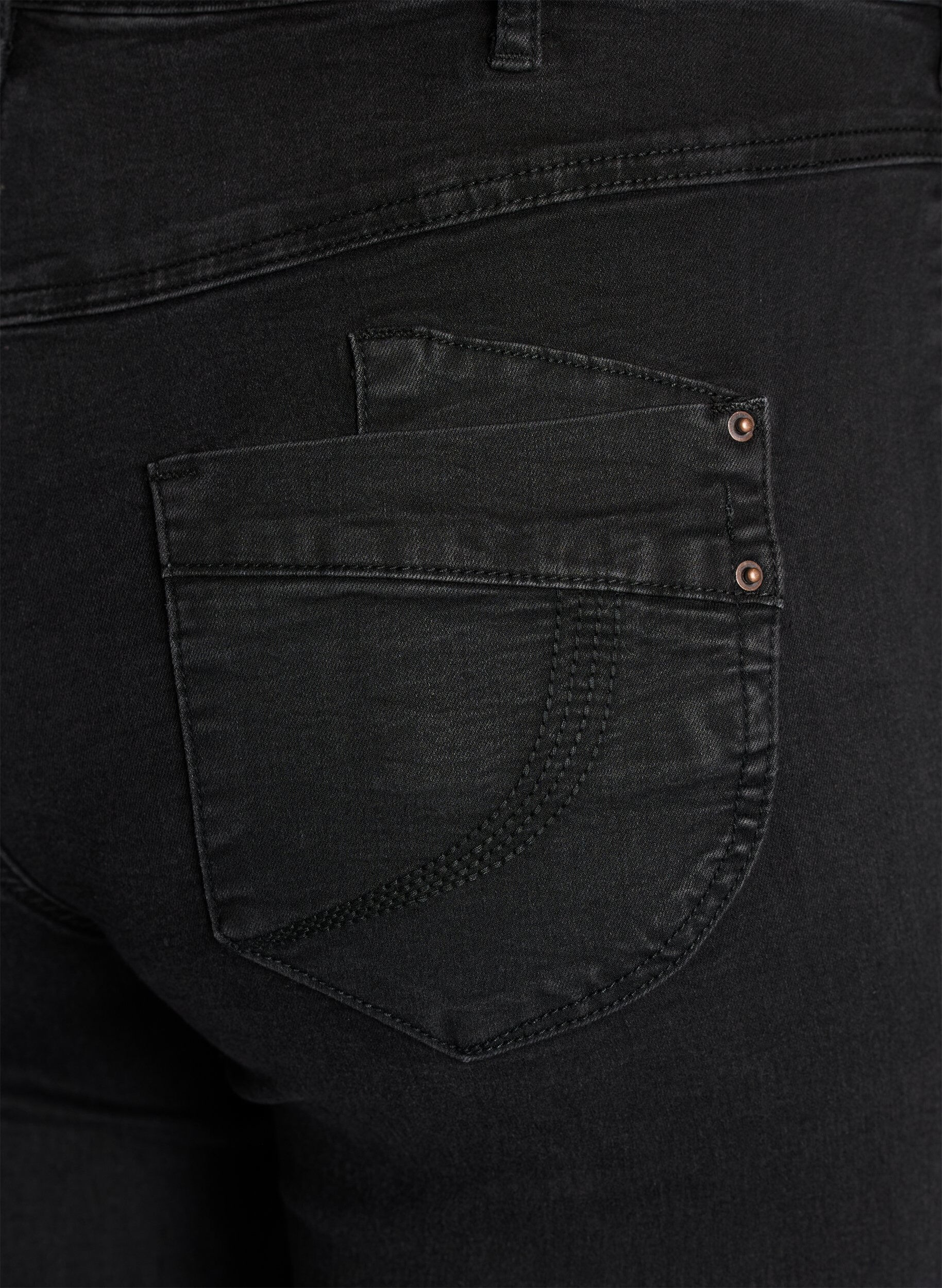 ZizziGemma-jeans med normal passform och h&ouml;g midja, Svart, Packshot image number 3