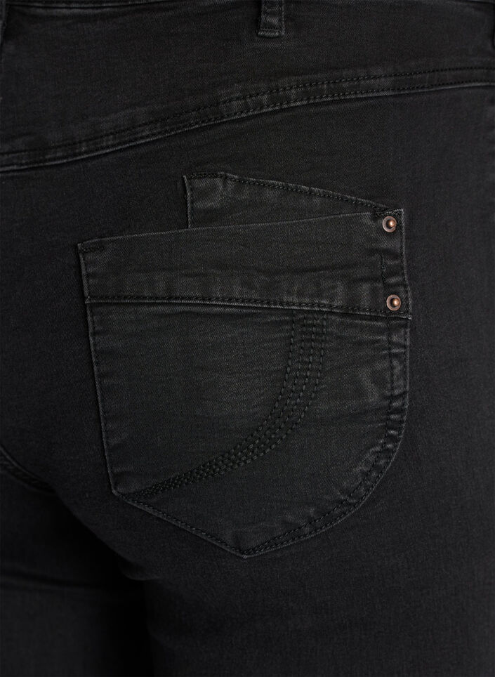 Gemma-jeans med normal passform och h&ouml;g midja, Svart, Packshot image number 3
