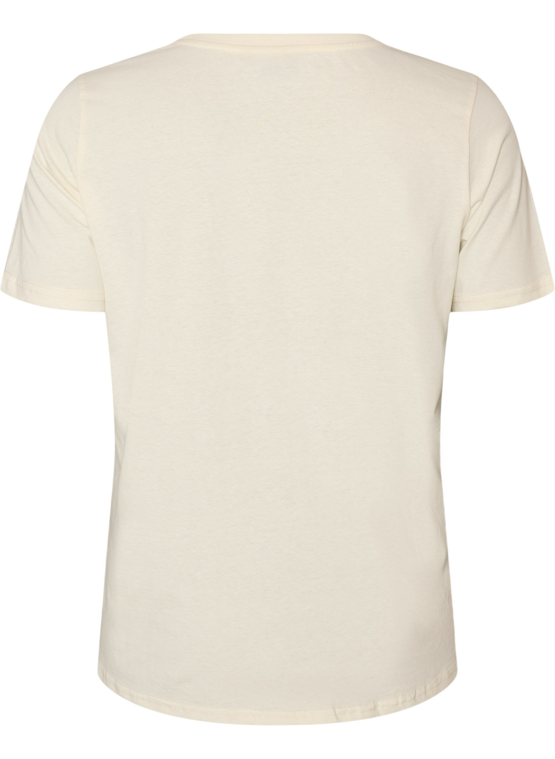 ZizziT-shirt i bomull med tryck, Vanilla, Packshot image number 1