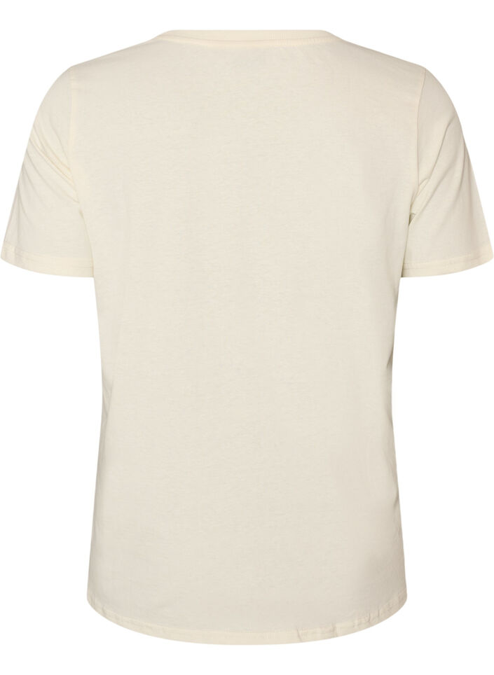 T-shirt i bomull med tryck, Vanilla, Packshot image number 1