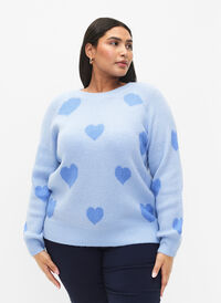 Pullover med hjärtan, Ch. Blue/Blue Bonnet, Model