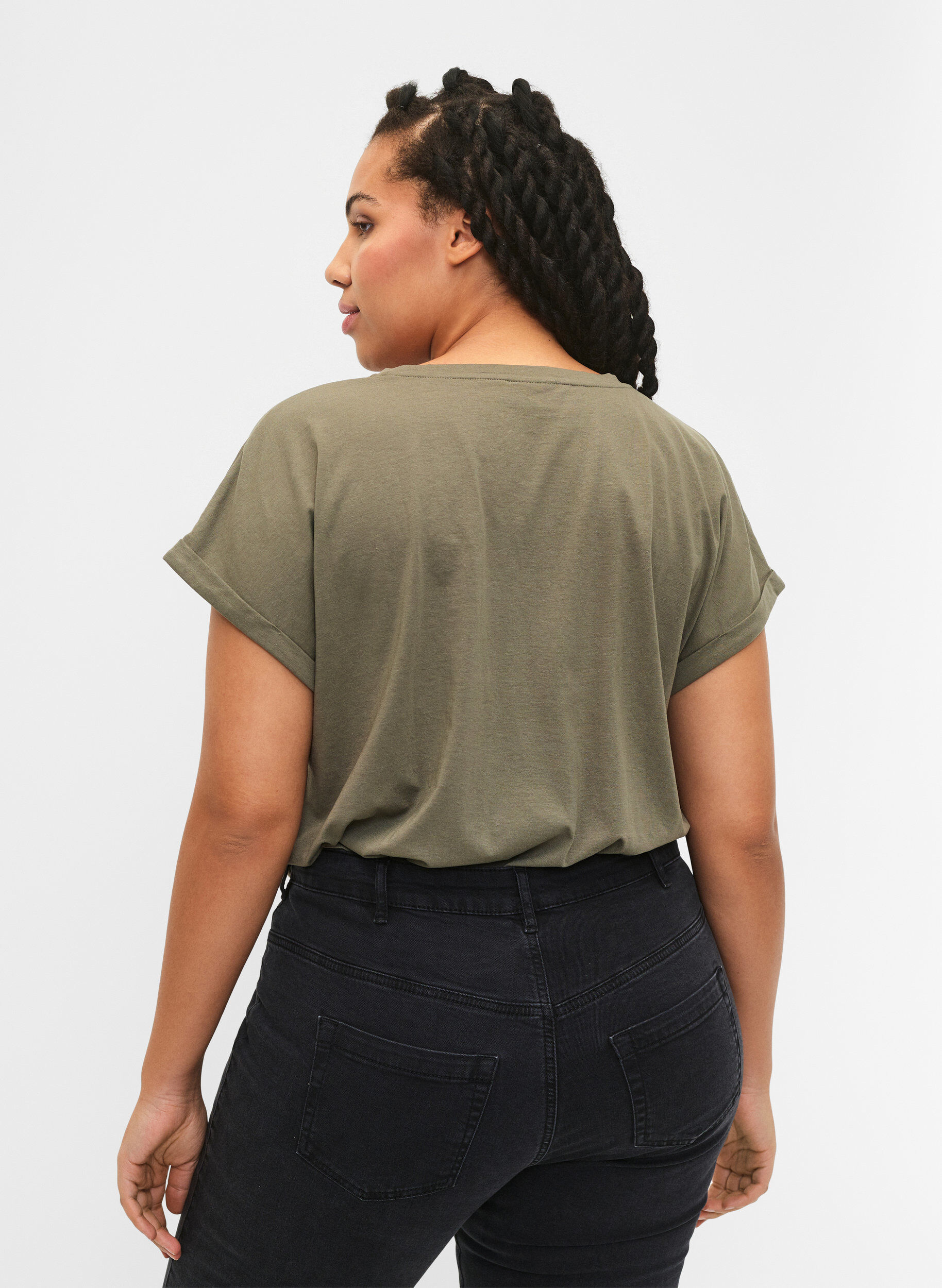 Zizzi2-pack kort&auml;rmade t-shirtar, Gr&ouml;n, Model image number 2
