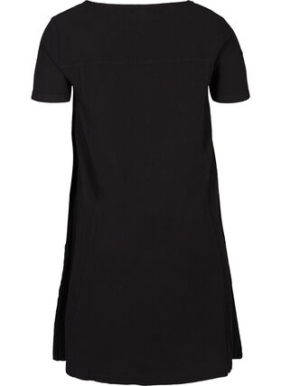 Kortärmad klänning i bomull, Black, Packshot image number 1