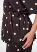 Prickig blus i viskos med v-ringning och knytning, Brun, Model image number 3