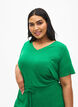 T-shirt i ribbad viskos med v-ringning, Jolly Green, Model image number 0