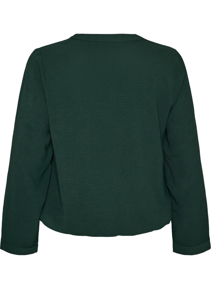 Blus i ballongsilhuett med v-ringning, Gr&ouml;n, Packshot image number 1