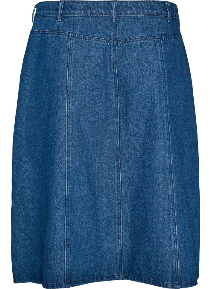 A-linjeformad jeanskjol med v&aring;gig knappsl&aring;, Bl&aring;, Packshot image number 1