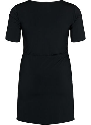 Kort klänning med utskuret parti, Black, Packshot image number 1