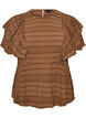 Blus med smock och volang&auml;rmar, Brun, Packshot image number 0