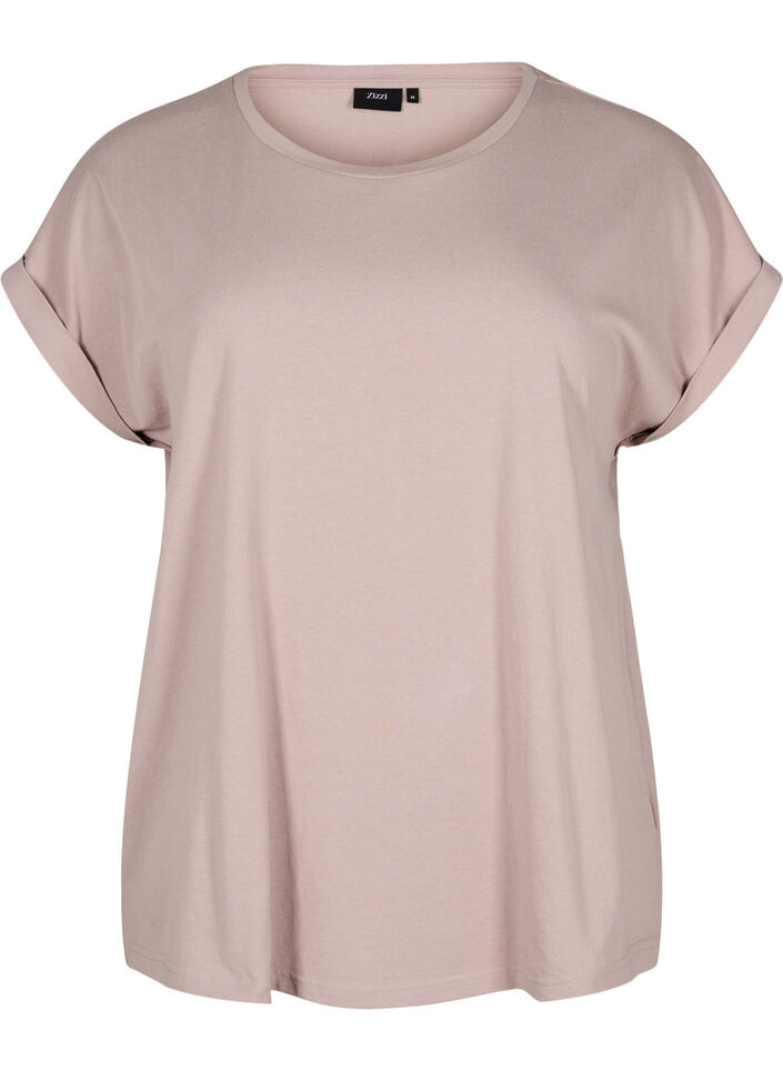 Kort&auml;rmad t-shirt i bomullsblandning, Rosa, Packshot image number 0