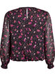Blommig blus i chiffong med genomskinliga &auml;rmar, Svart, Packshot image number 1