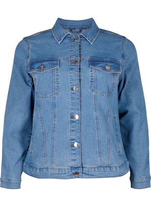 FLASH - jeansjacka i stretchig bomullsblandning, Blue Denim, Packshot image number 0