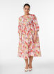 Blommig midikl&auml;nning med broderie anglaise och knytsk&auml;rp, Rosa, Model image number 0