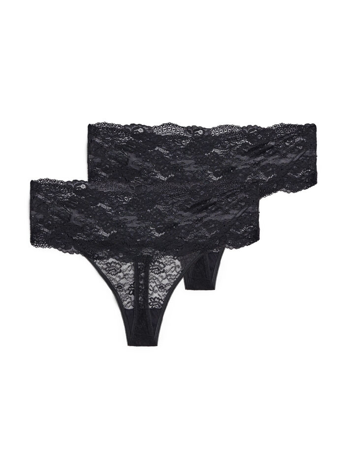 2-pack G-string , Svart, Packshot image number 1