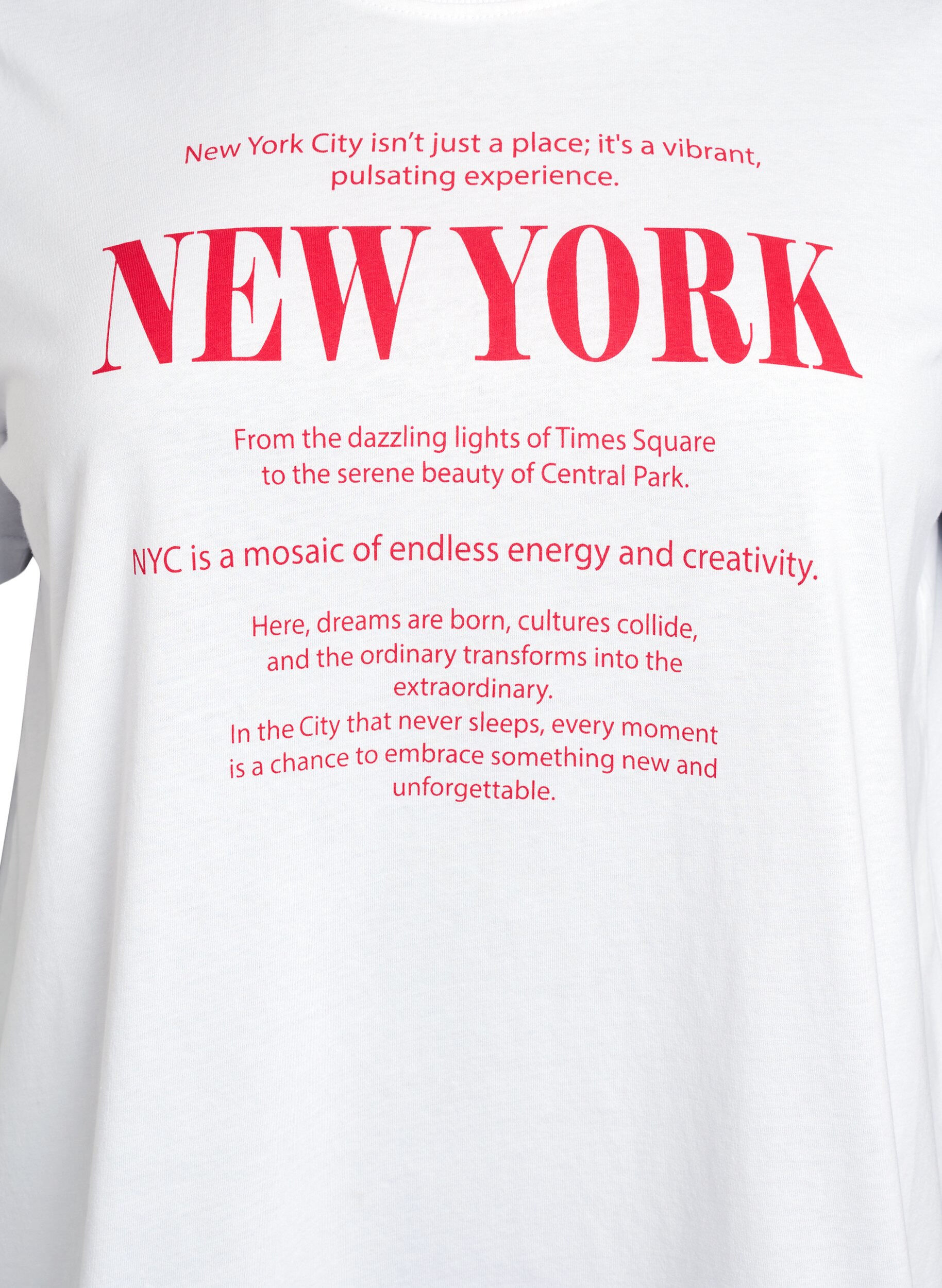 ZizziT-shirt i bomull med texttryck och rund halsringning, Vit, Packshot image number 2