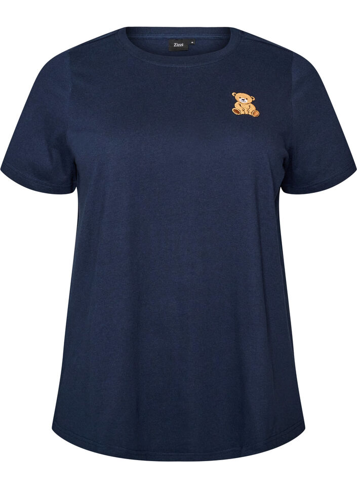 T-shirt i ekologisk bomull med nallebj&ouml;rnsmotiv, Bl&aring;, Packshot image number 0