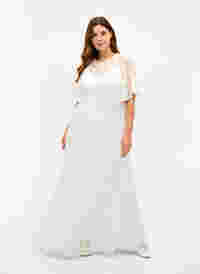 Brudklänning i spets med korta ärmar, Star White, Model