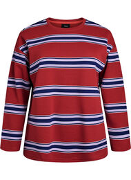 Blus i jersey med breda ränder, Röd