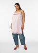 L&aring;ng topp i satin med spetskanter, Rosa, Model image number 3