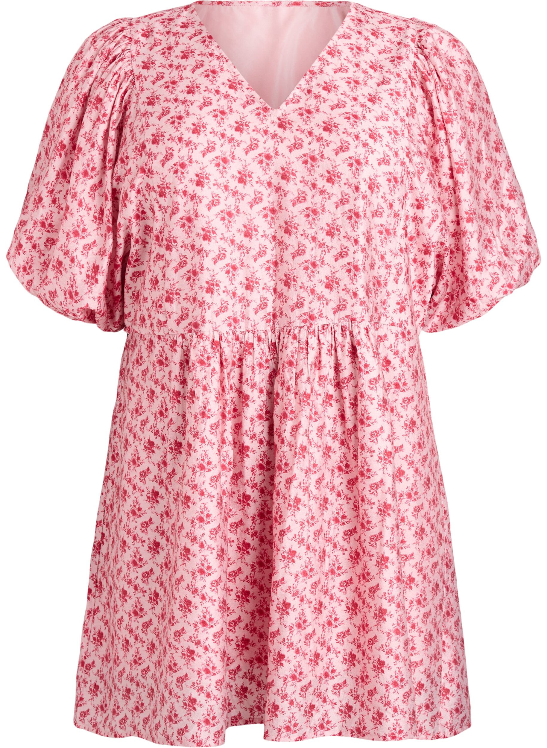 ZizziKort kl&auml;nning i viskos med empirsk&auml;rning och ballong&auml;rmar, R&ouml;d, Packshot image number 0