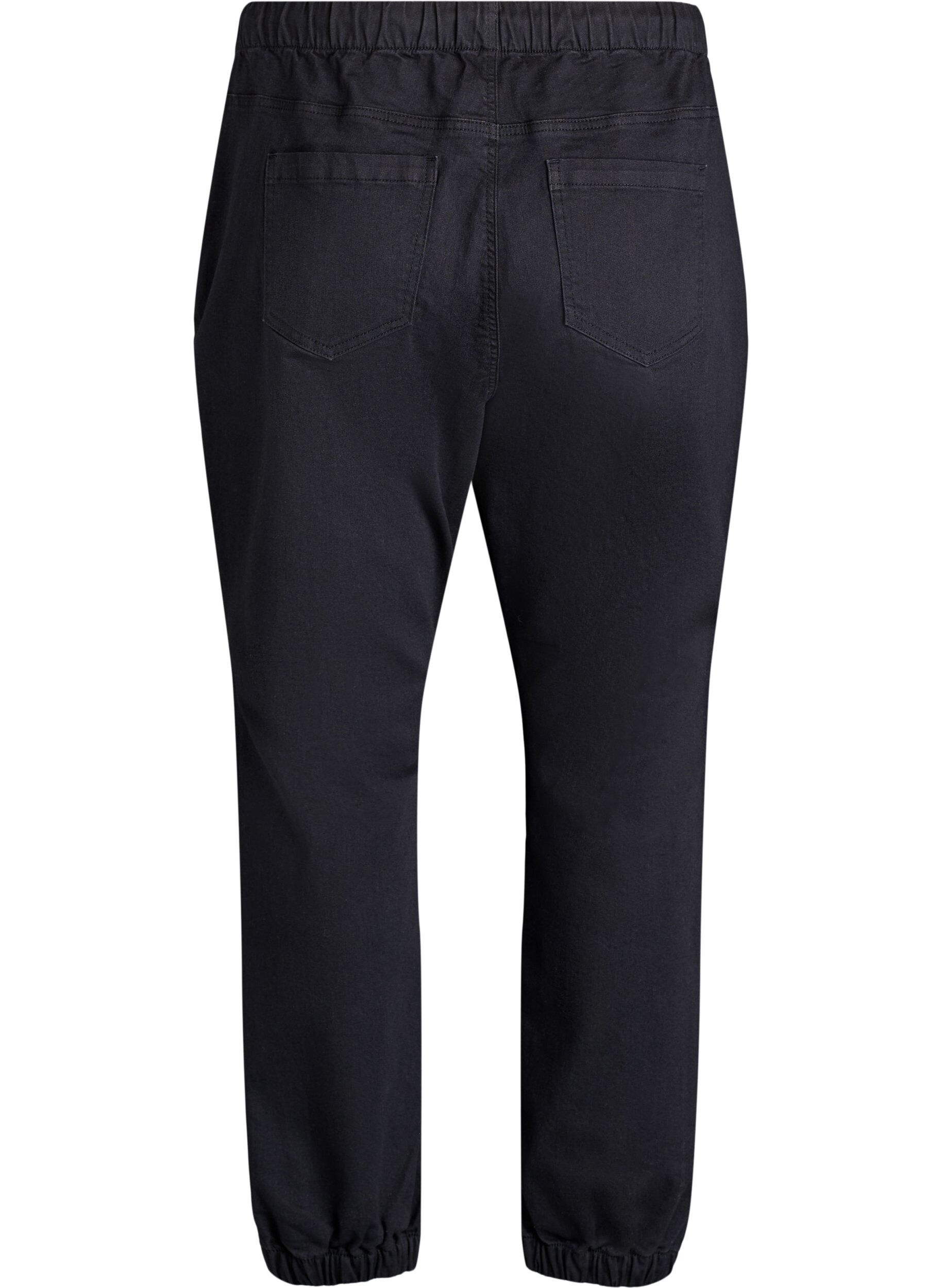ZizziJoggingbyxor i denim med fickor, Svart, Packshot image number 1