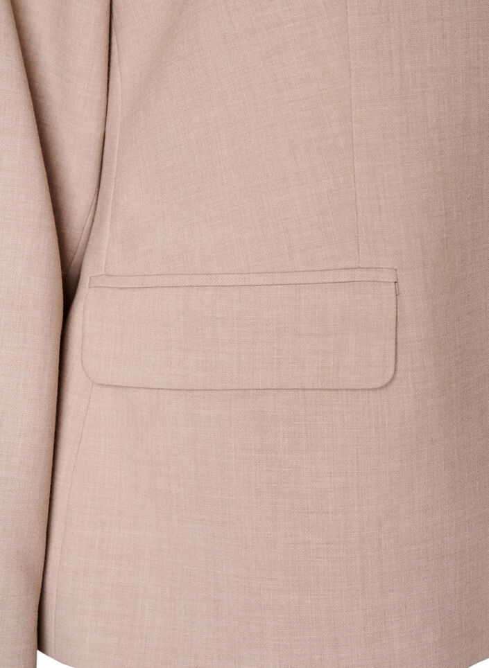 Klassisk blazer med enkelkn&auml;ppning och fickor, Beige, Packshot image number 3