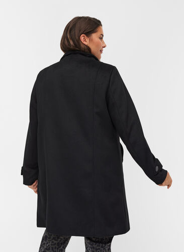 Jacka med ull och hög krage, Black, Model image number 1