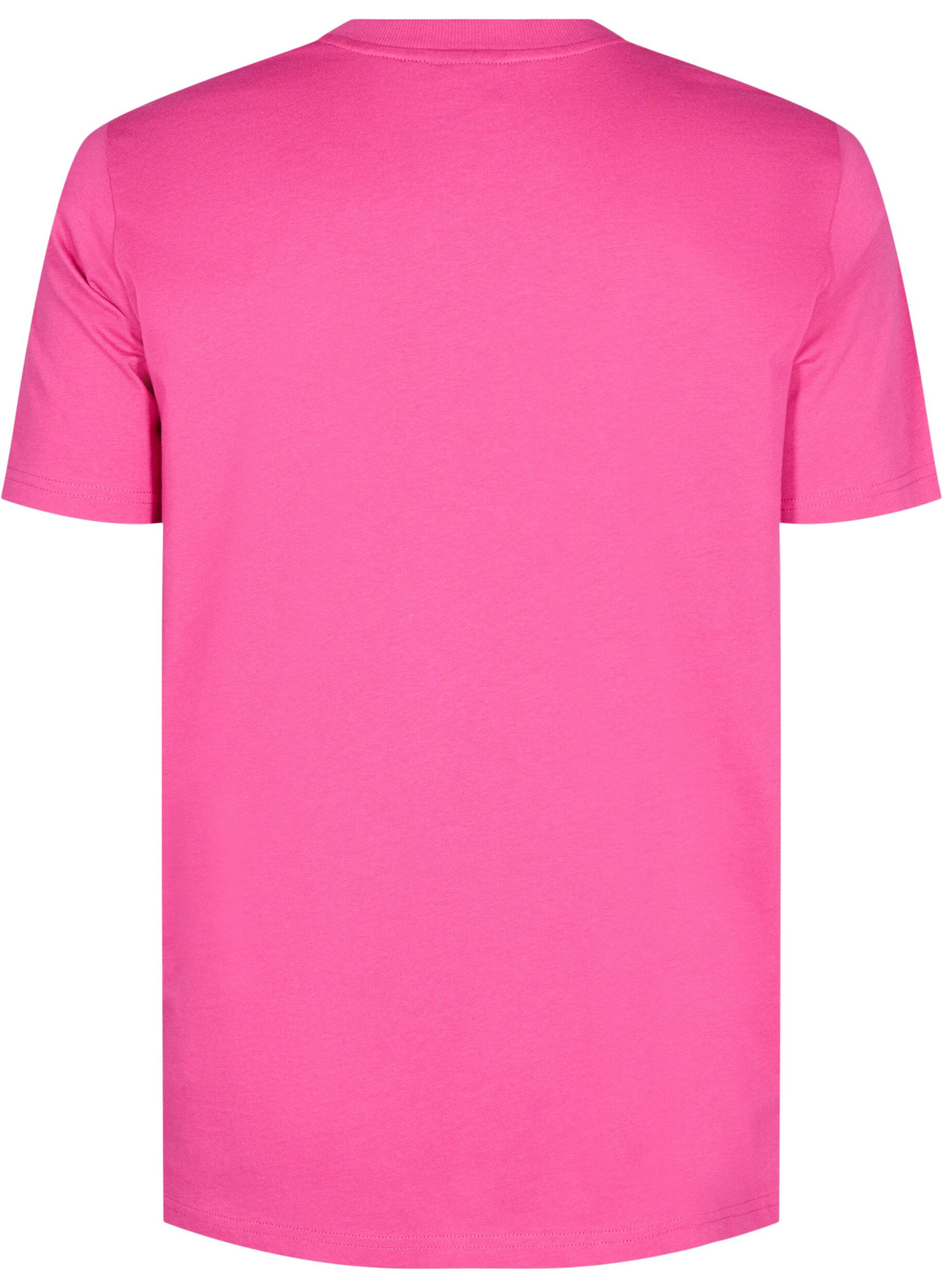 Zizzi Enkel t-shirt i bomull med rund halsringning, Rosa, Packshot image number 1
