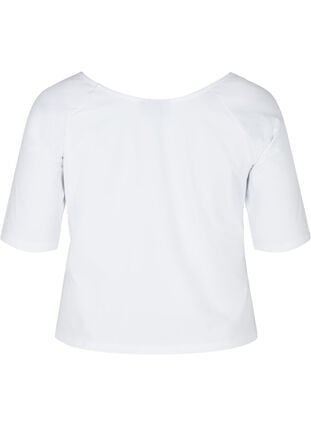 T-shirt i bomull med 2/4 ärmar, White, Packshot image number 1