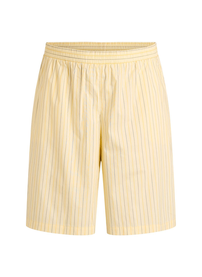 Randiga shorts med h&ouml;g midja i l&ouml;s passform, Gul, Packshot image number 0