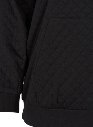 Huvtröja i sweatshirtmaterial med quiltat mönster, Black, Packshot image number 3