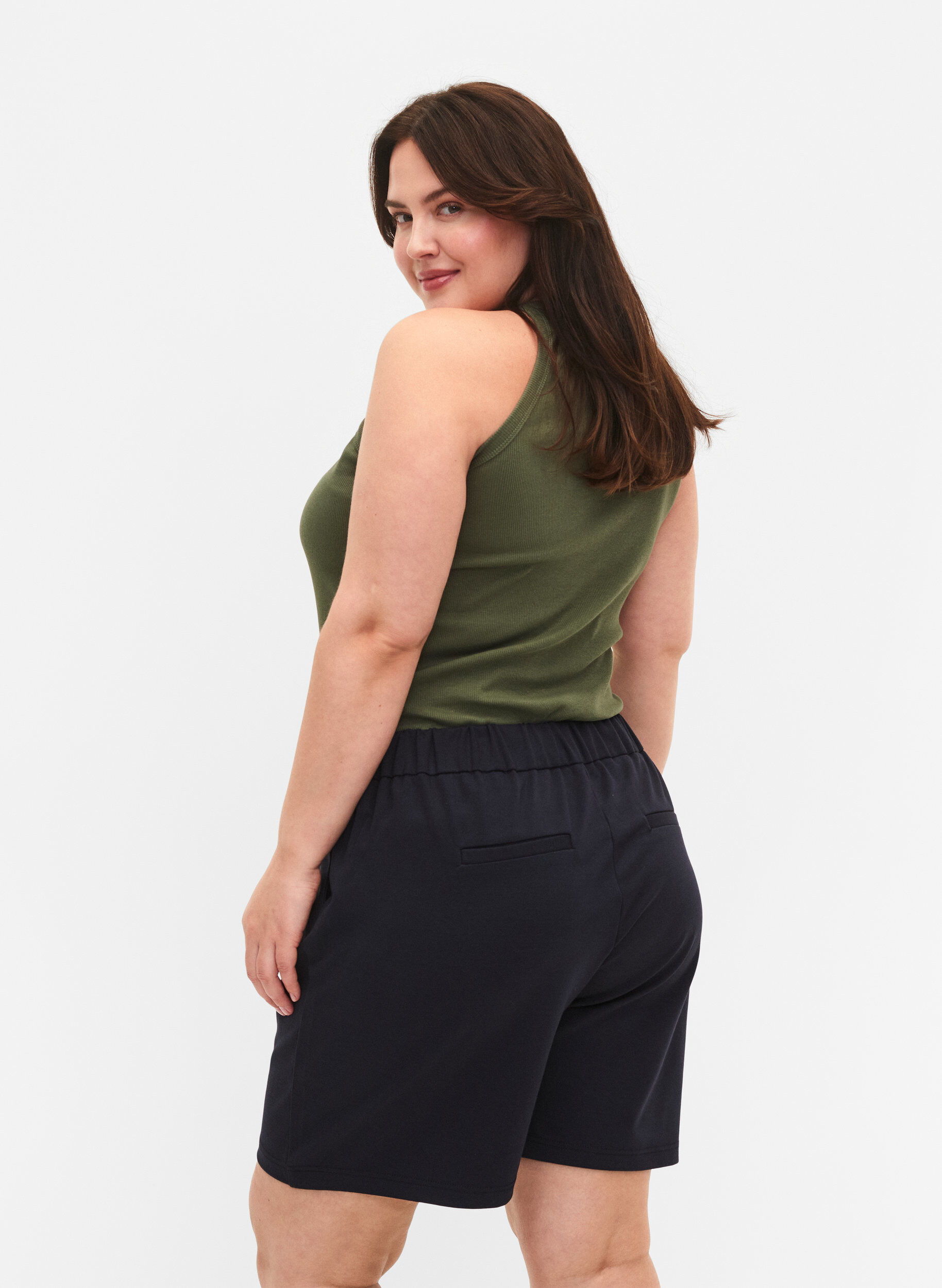 Zizzi Maddison short med normal passform, Night Sky, Model image number 1