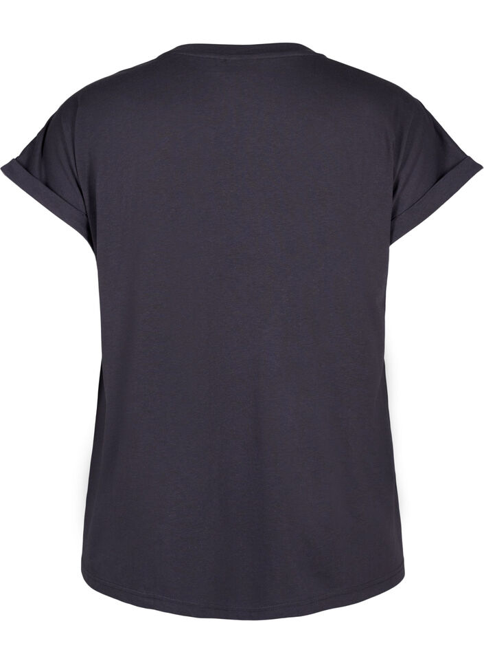 Kort&auml;rmad t-shirt i bomullsblandning, Gr&aring;, Packshot image number 1
