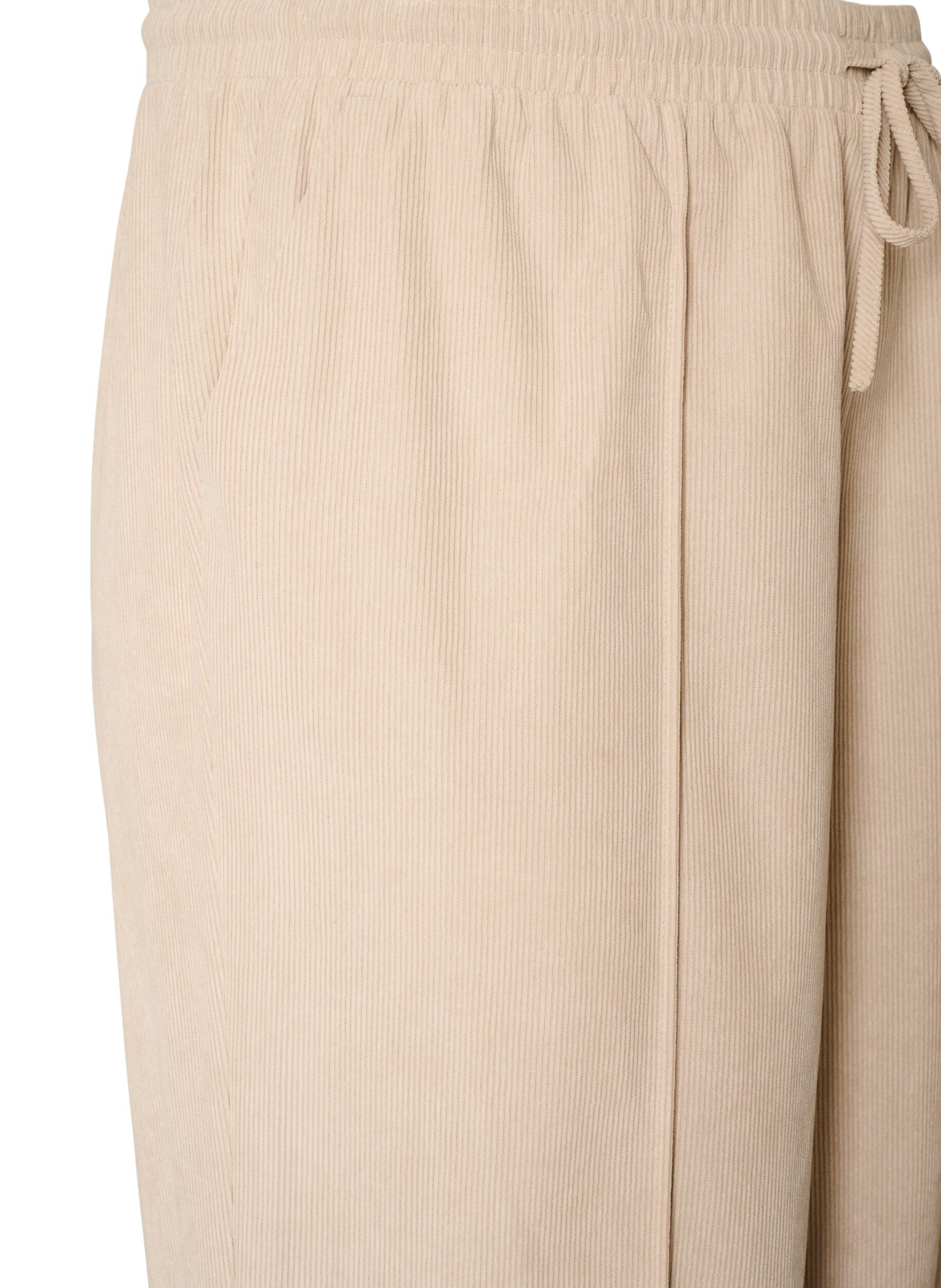 ZizziManchesterbyxor med vida ben och h&ouml;g midja, Beige, Packshot image number 2